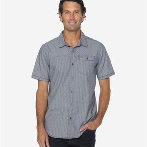 Prana Patra Button Down Slim Fit Short Sleeve Organic Cotton Shirt